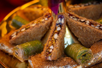 High angle view of bread in plate