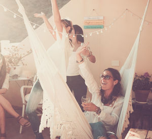 Cheerful women enjoying during party