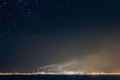 View of illuminated landscape at night