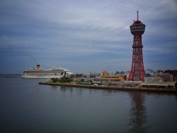 View of lighthouse in city