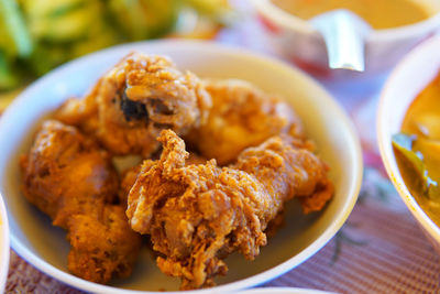 Close-up of food served in plate