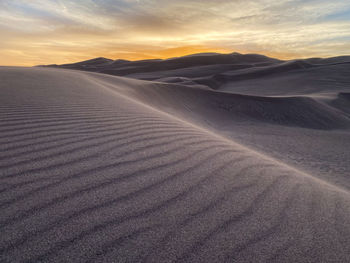 Sunset at great sand dunes national park and preserve in colorado