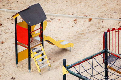 High angle view of empty kids playground