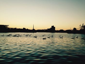 Scenic view of calm sea at sunset