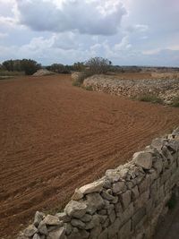 Scenic view of landscape against cloudy sky