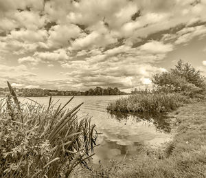 Scenic view of lake against sky