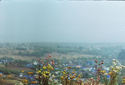 High angle view of townscape against sky