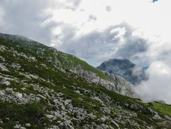 Low angle view of mountains against sky