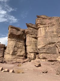 Low angle view of rock formations