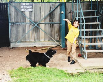 Portrait of woman with dog
