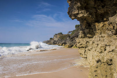 Scenic view of beach against sky