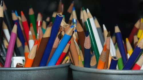 Close-up of multi colored pencils