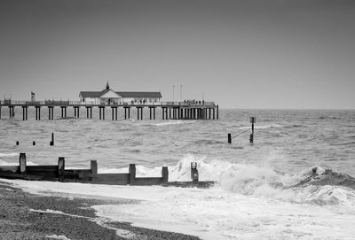 Scenic view of sea against clear sky