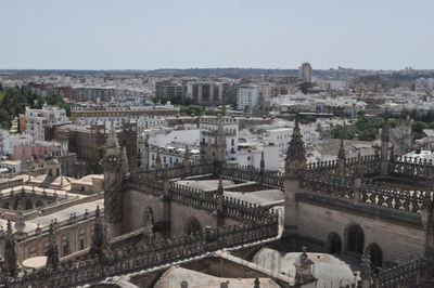 Cityscape against clear sky