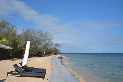 Scenic view of beach against sky