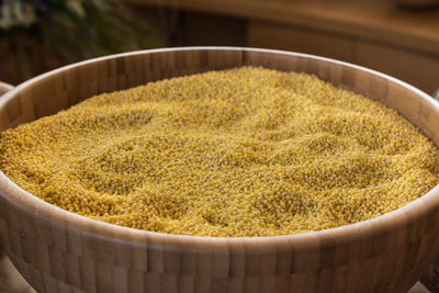 High angle view of bowl on table