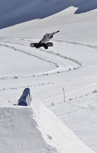 People skiing on snowcapped mountain