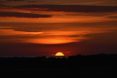 Scenic view of silhouette landscape against sky during sunset