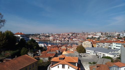 High angle view of townscape against sky