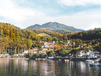 Scenic view of lake against sky