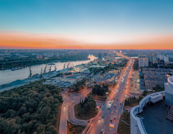 Sunset in moscow from rooftop