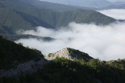 High angle view of mountains against sky