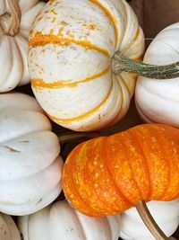High angle view of pumpkins for sale at market