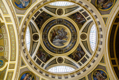 Low angle view of ceiling of historic building