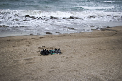 High angle view of people on beach