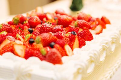 Close-up of strawberry cake