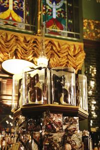 Close-up of illuminated carousel in amusement park