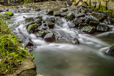 High angle view of waterfall