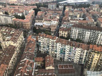 High angle view of buildings in city