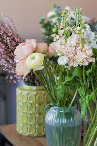 Close-up of flower vase on table