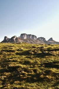 Scenic view of landscape against clear sky