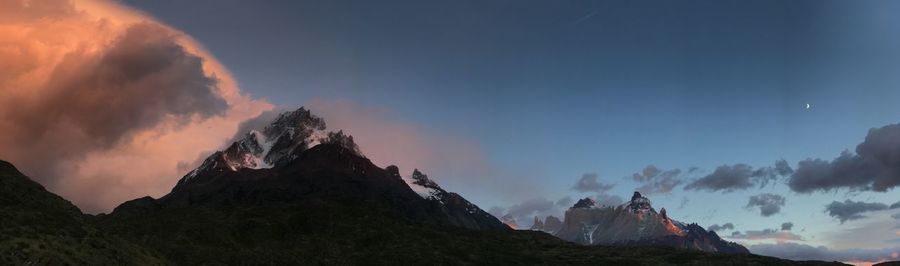 Panoramic view of mountain during sunset