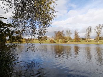 Scenic view of lake against sky