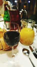 Close-up of beer in glass on table