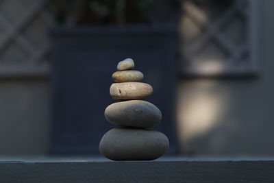 Close-up of stone stack on stones