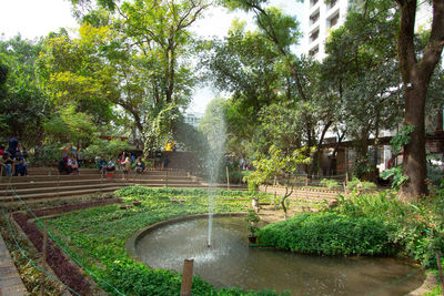 View of fountain in park