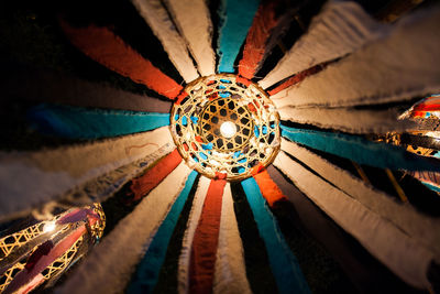 Low angle view of illuminated chandelier