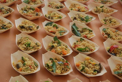 High angle view of food on table