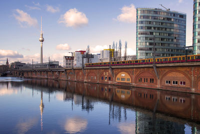 Reflection of buildings in water