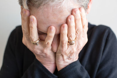 Midsection of woman with hands