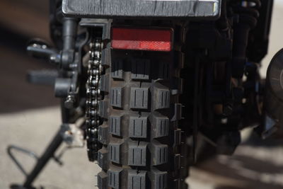 Motorcycle tire as part of a motorcycle, driving on two wheels