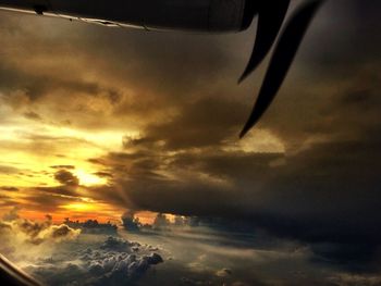 Scenic view of cloudy sky at sunset