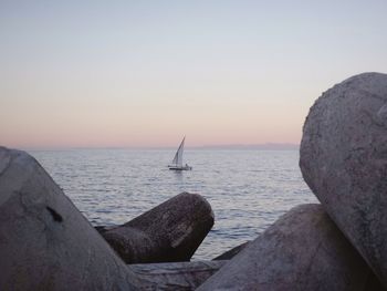 Scenic view of sea against clear sky