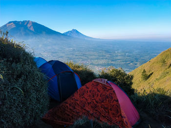 Panoramic view of landscape and mountains against sky