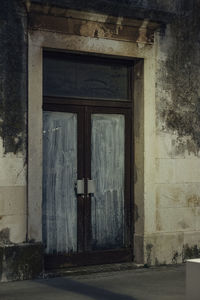 Closed door of old building