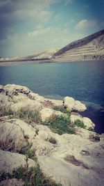 Scenic view of lake against sky